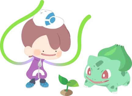 Pokémon Pokopia - Artwork de Métamorph et Bulbizarre